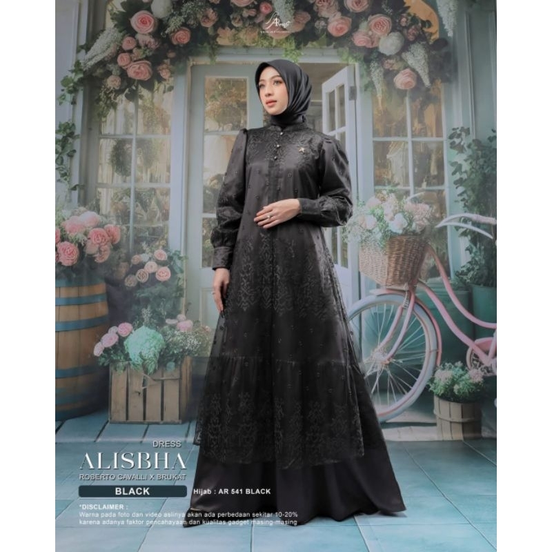 (Limited Stock) Alishba Dress by Arrafi ORI Gamis Raya Brukat 2in1 Inner dan Outer brukat