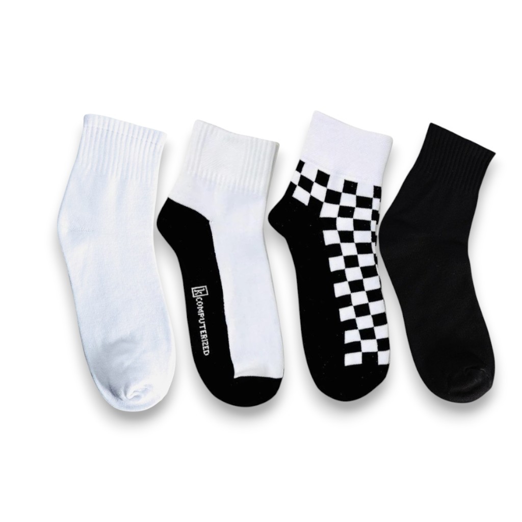 Kaos Kaki Olahraga Sekolah Pendek, Motif Catur Dan Polos, Allsize 37-43