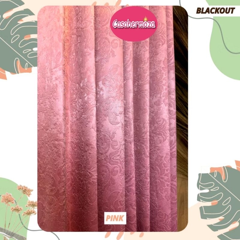 Kain Blackout Emboss Meteran Warna Pink Soft