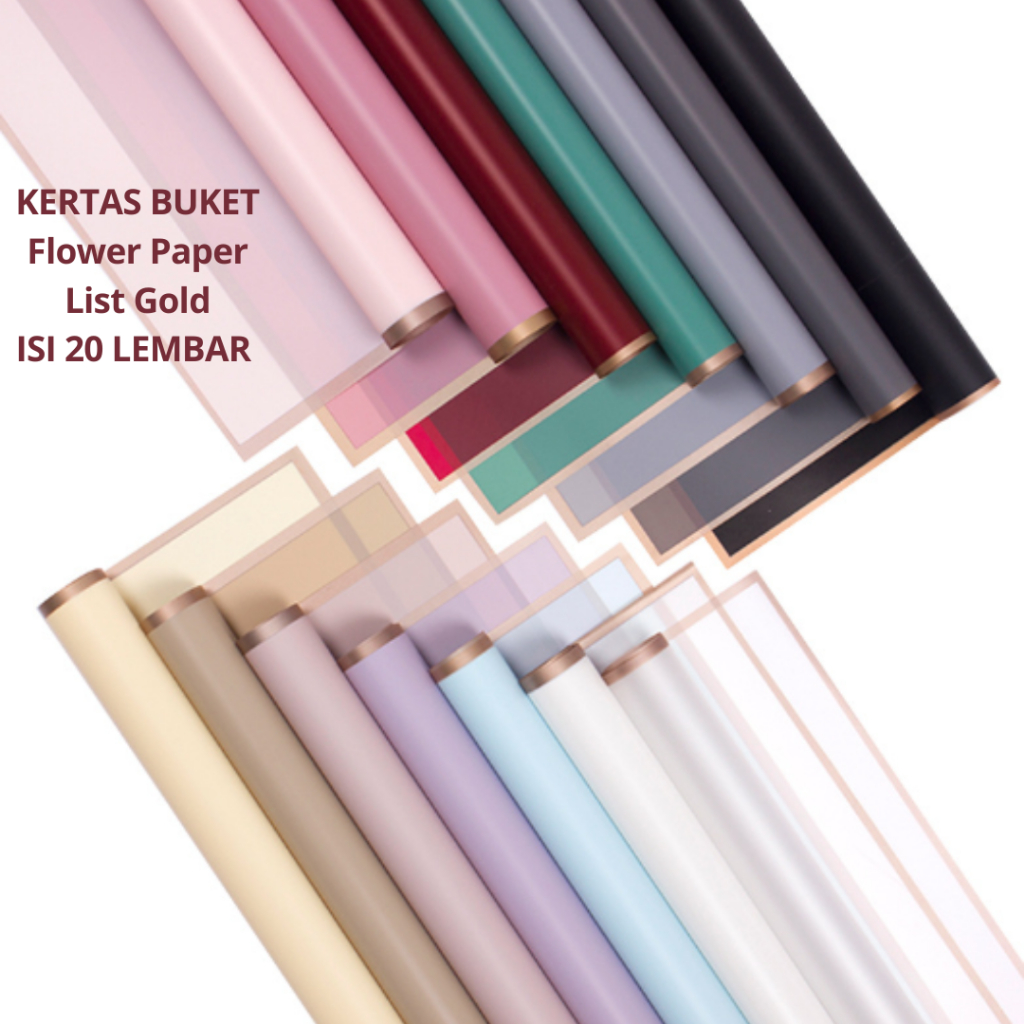 

Isi 20 Lembar Kertas Buket Bunga Flower Wrapping Flower Paper List Gold Cellophane Florist Murah Wisuda Wedding Graduation KB010