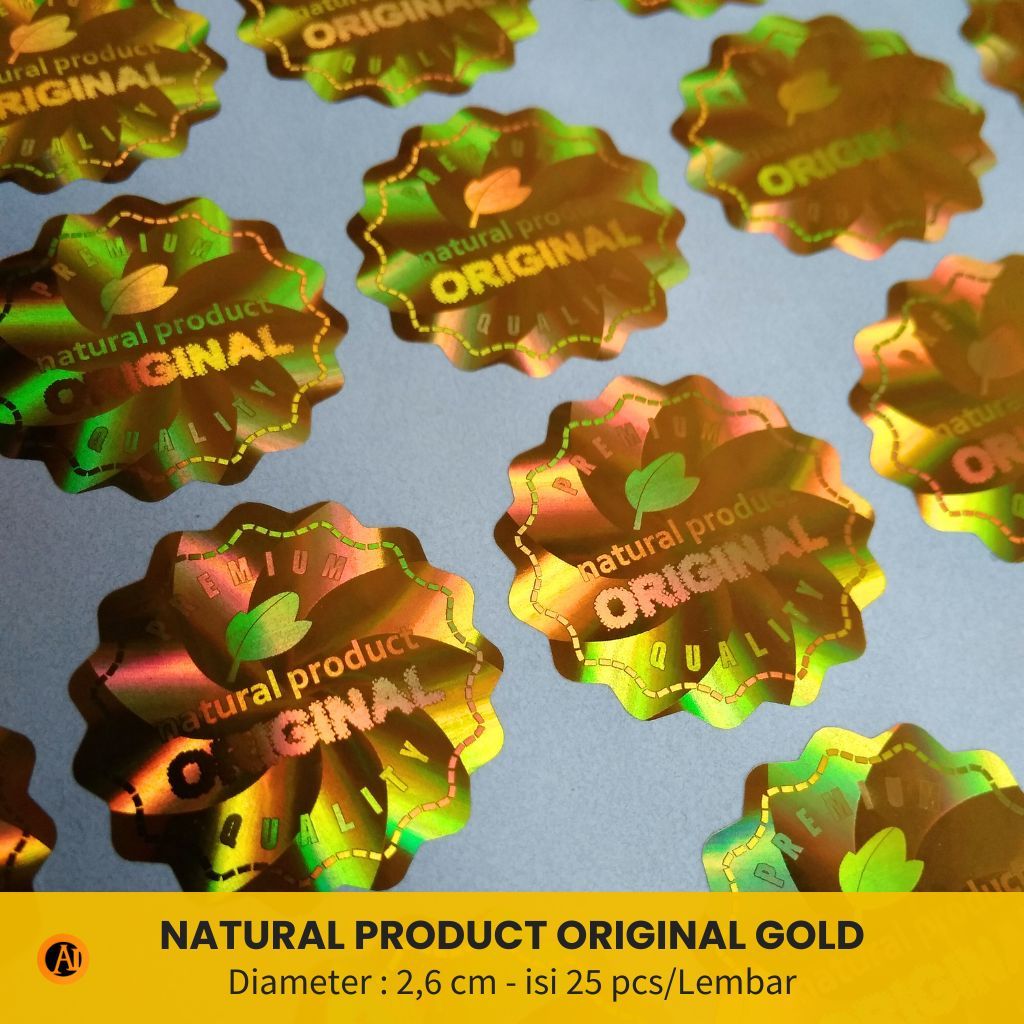 

Stiker Hologram Natural Product Original Gold diameter 2,6 cm