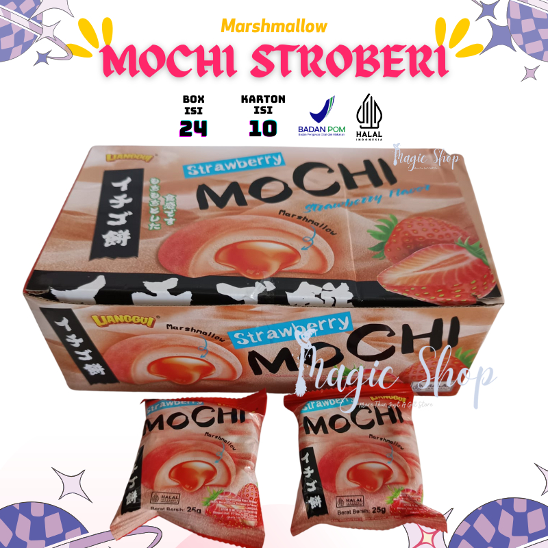 

LIANGGUI MOCHI DAIFUKU RASA STRAWBERRY ISI 24 PCS / MOCHI MARSHMALLOW STROBERI