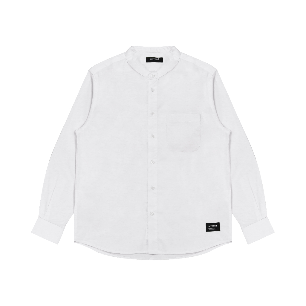 Kemeja Koko Pria Shanghai Polos Lengan Panjang Katun Putih / Baju Koko Pria Polos Katun White BAFFAR