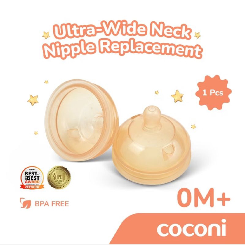COCONI Ultra Wide Neck Nipple Replacement  S M L | Dot Penganti Coconi Ultra Wide Neck