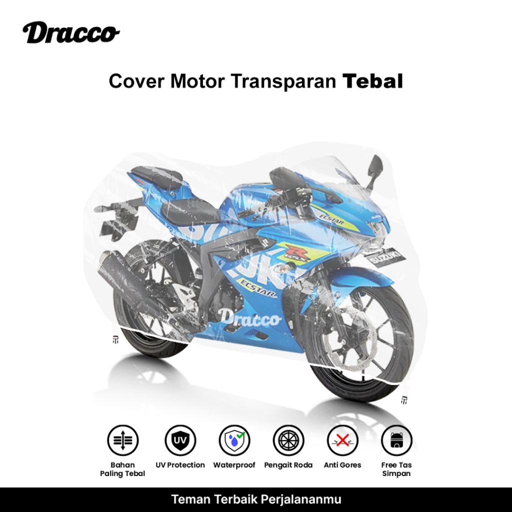 DRACCO sarung motor SUZUKI GSX transparan waterproof Tebal premium bening bonus tas simpan
