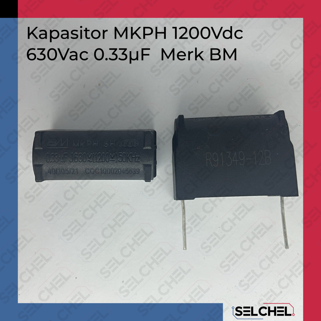 kapasitor mkph 1200v 0.33uF BM original vertikal hitam