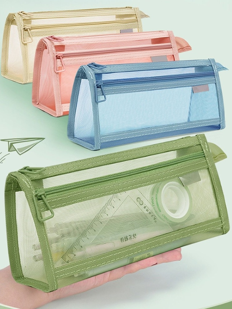 

Tas pensil jala dua lapis tas pensil transparan tas alat tulis berkapasitas besar