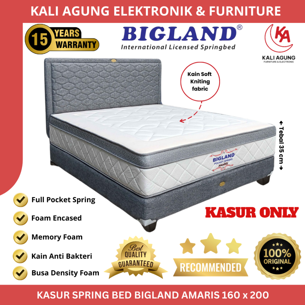 KASUR MATRASS / KASUR SPRING BED PLUSTOP / BIGLAND AMARIS / UKURAN 160 X 200