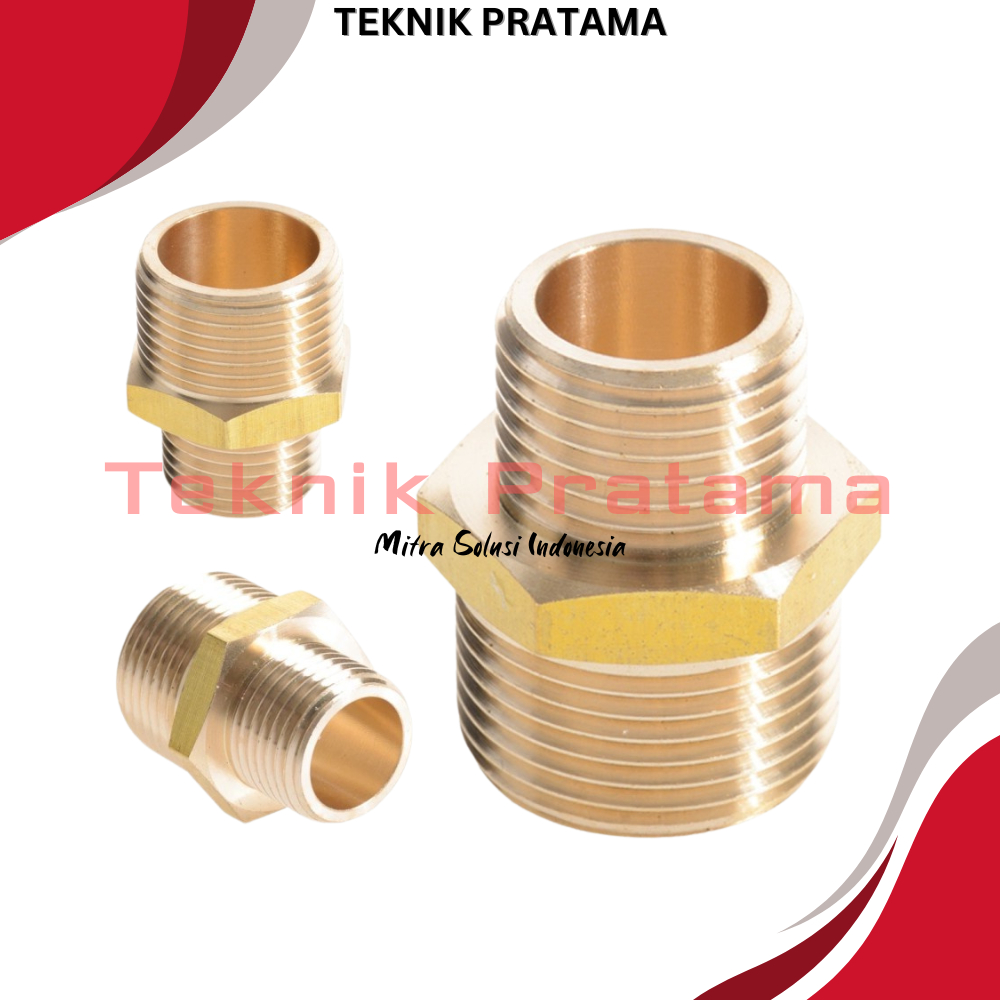 1/8 " X 1/4 DOUBLE NIPPLE / DOBEL NEPEL KUNINGAN 1/8" x 1/4"