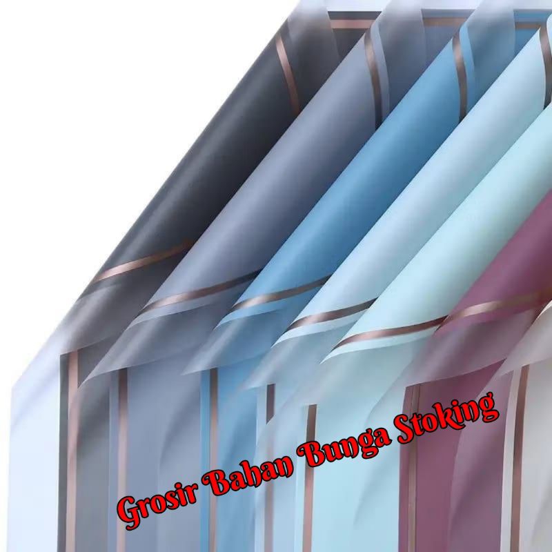 

Cellophane Tranparent Frame Gold Line Flower Wrapping ( Per 5 lembar)Kertas Buket Warna List Gold Bening Kertas Warna Waterproof