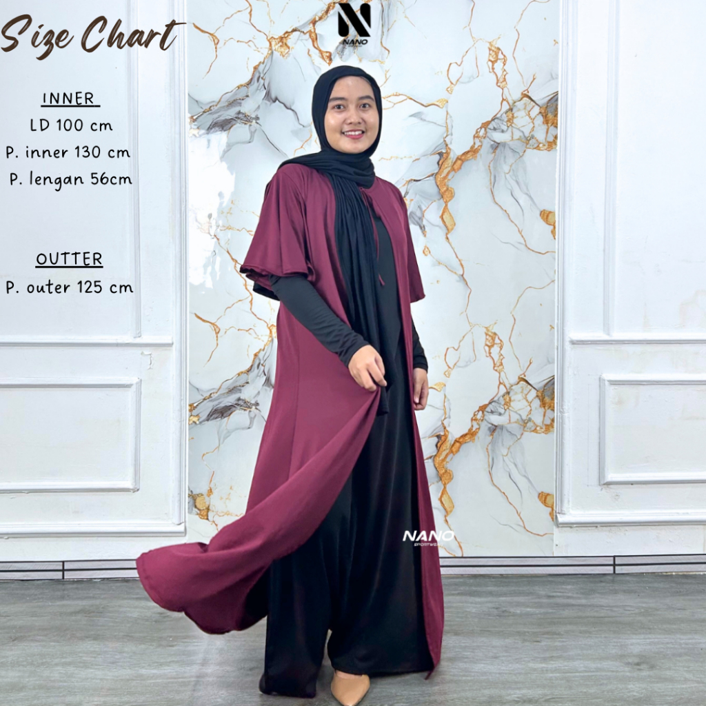 NANO || SET OUTER DAN INNER / DRESS 2IN1 OUTER INNER / GAMIS WANITA