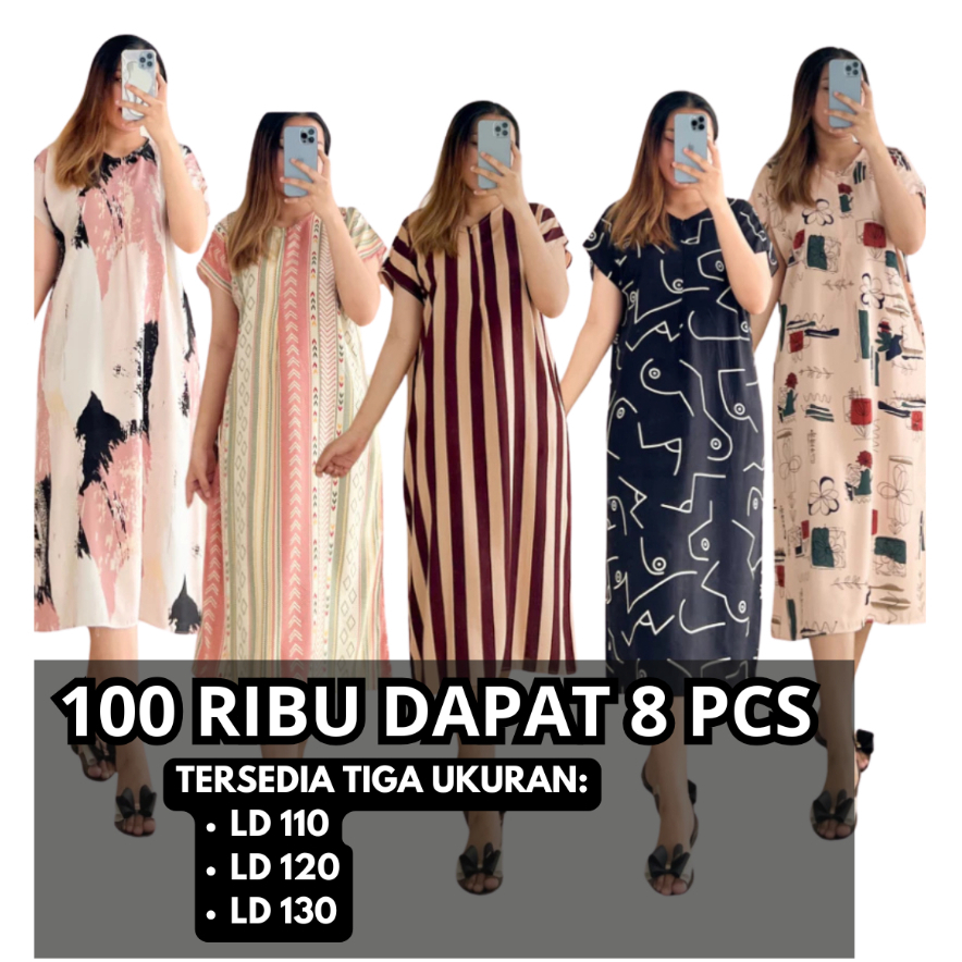 [COD] 100 Ribu Dapat 8 Pcs Daster Kekinian Terbaru / Daster Kekinian Murah / Daster Jumbo Kekinian /