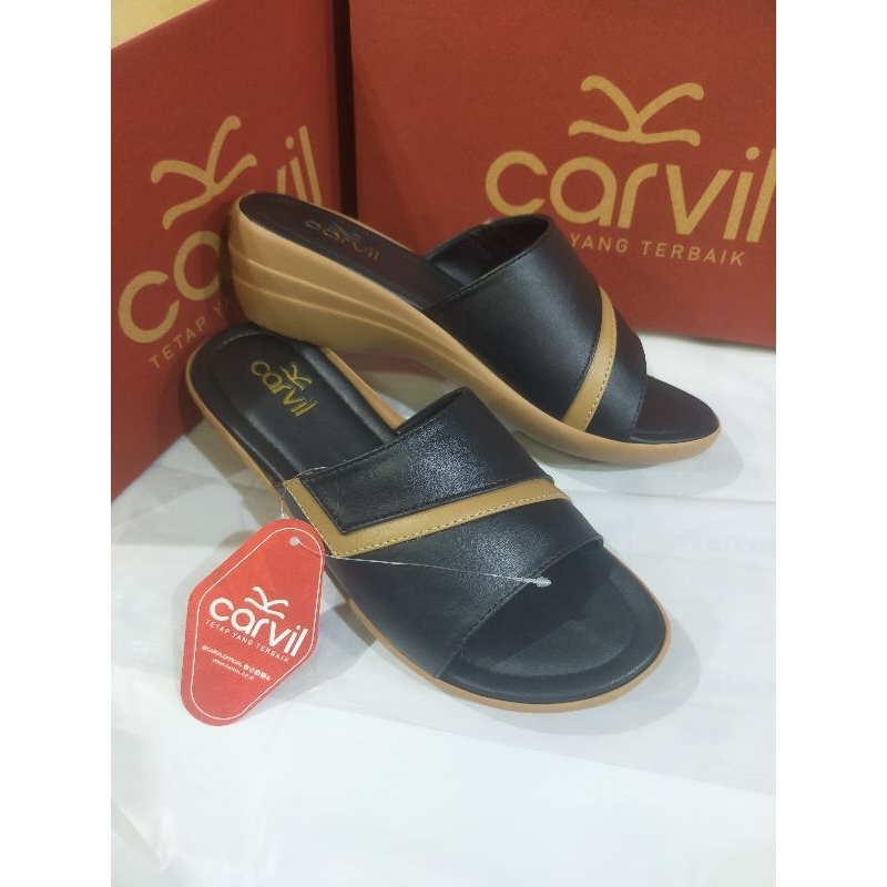 sandal wedges wanita carvil Janira 02 original hitam