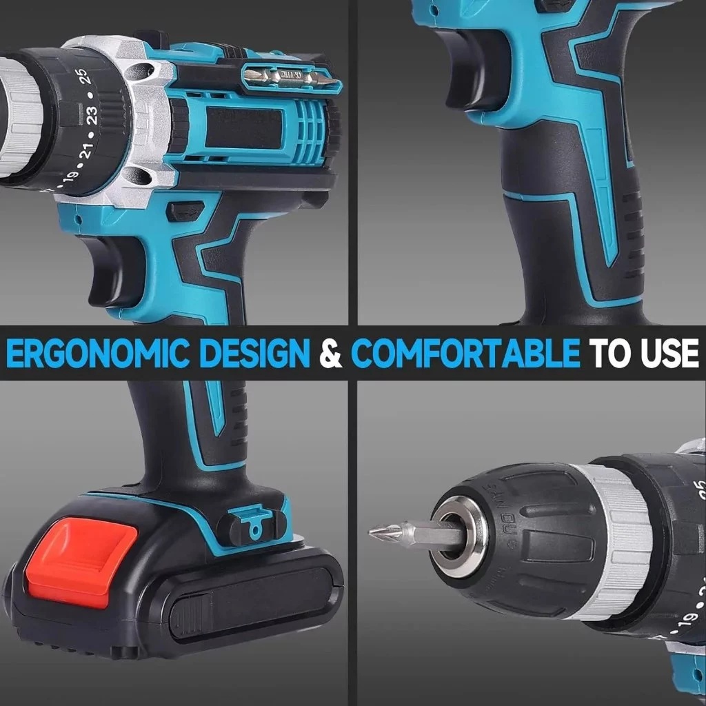 COD-298vf Mesin bor 2baterai cas 10mm bor listrik murah bor tangan baterai besi tembok Beton kayu -