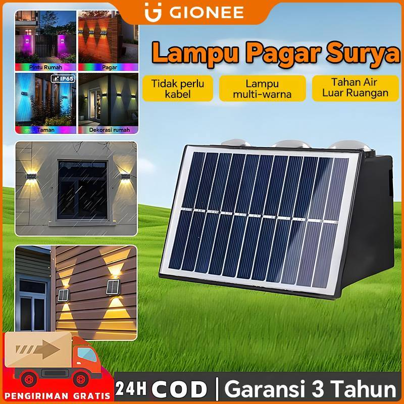 Lampu Dinding Tenaga Surya LED Luar Ruangan Tahan COB Air Sensor LED 4/6/8/Lampu Hangat/ RGB Lampu T