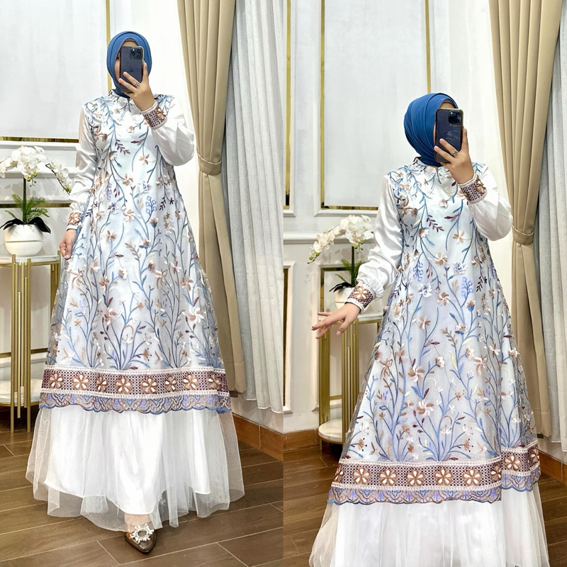 Gamis Tile Shabira Size M-5L/ Gamis Jumbo Ld 130cm/ Gamis Outer Premium/ Gamis Pesta/ Gamis Kondanga