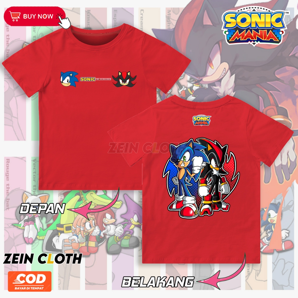 Kaos Sonic The Hedgehog Anak / Baju Sonic Anak