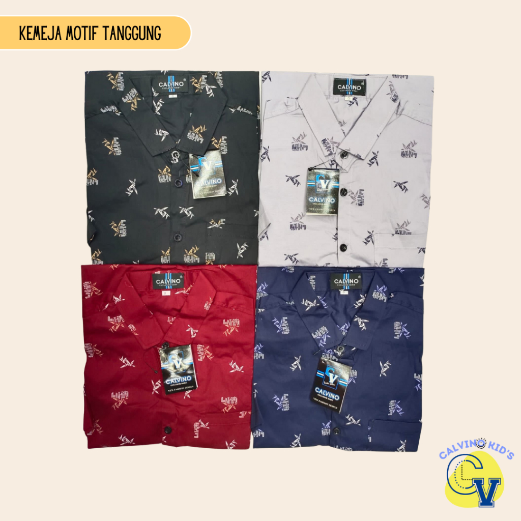Baju Kemeja Anak Tanggung Remaja Laki-laki CALVINO usia 12-15 tahun ABG Cowok Katun Sretch Lengan Pe