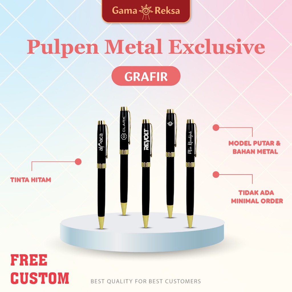 

( Tanpa Box )Pulpen custom Ballpoint Pulpen Metal Exclusive Pen Besi Motif Gold