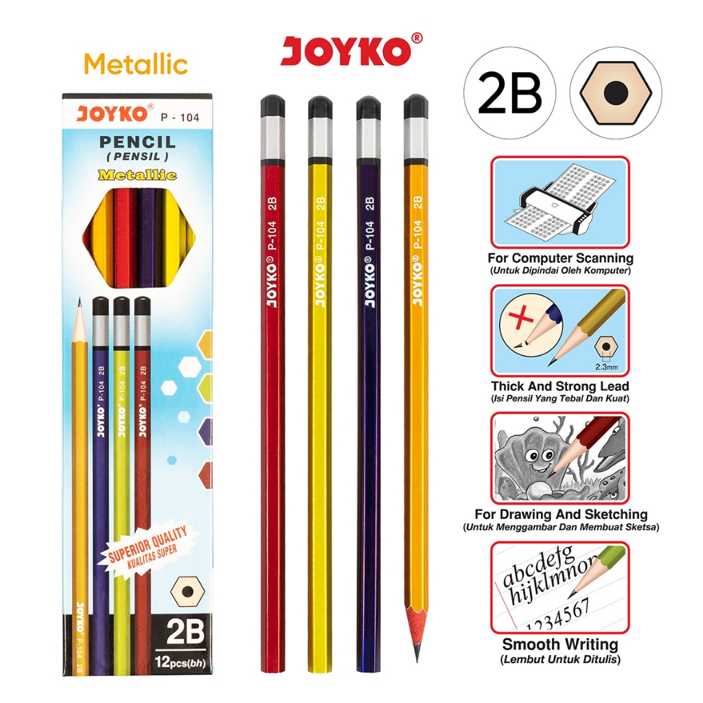 

Pensil Metallic Joyko 2B P-104 (1 Pak isi 12)