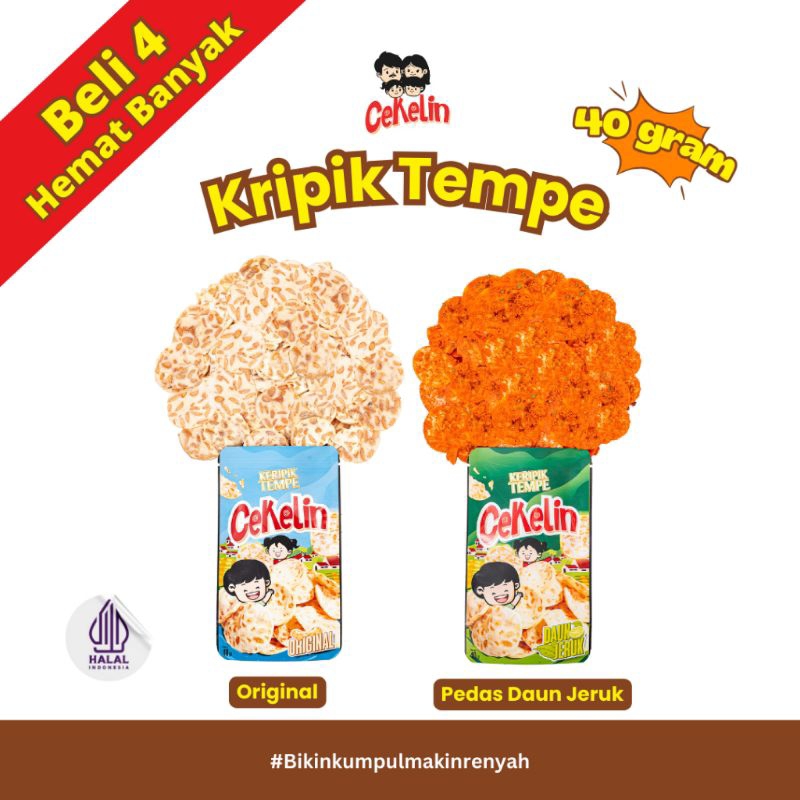 

CEKELIN Cemilan Keripik Tempe - Isi 40gr Beli 4 Hemat Banyak