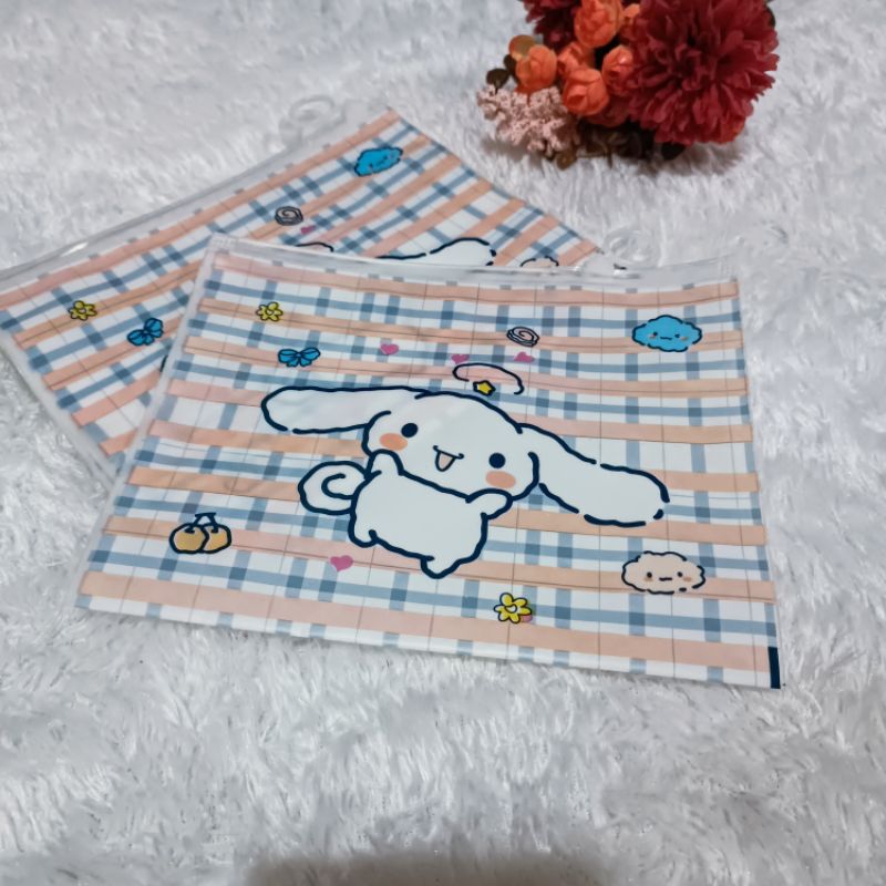 pouch dompet wadah kantong plastik resleting zipper cinnamorol cinamoroll bebek daisy my melody stit