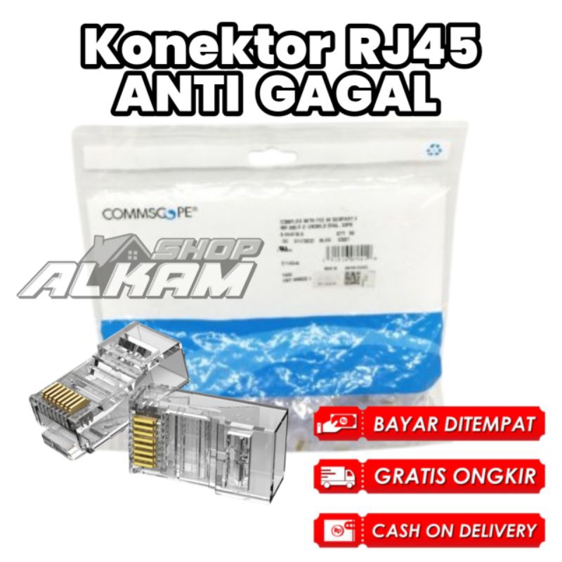 Paket hemat harga satuan, konektor RJ45 Coomscope/ Konektor cocok unuk pasang wifi online & buka usa