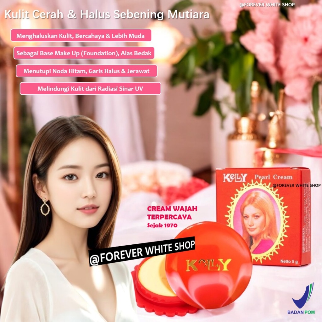Termurah  Kelly Pearl Cream Wajah Glowing BPOM Terlaris Cream Pemutih Wajah Glowing 5 gr FWS / Cream