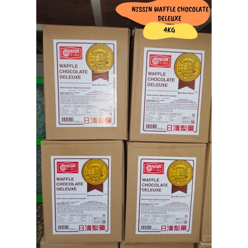 

Nissin waffle chocolate deleuxe kemasan dus 4Kg / NISSIN WAFFLE COKLAT 4 KG
