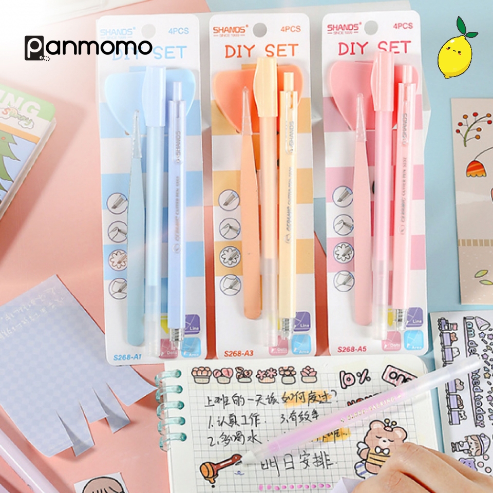 

Panmomo Set Tweezer Pinset Lem Cutter 4 Pcs DIY Journaling Set