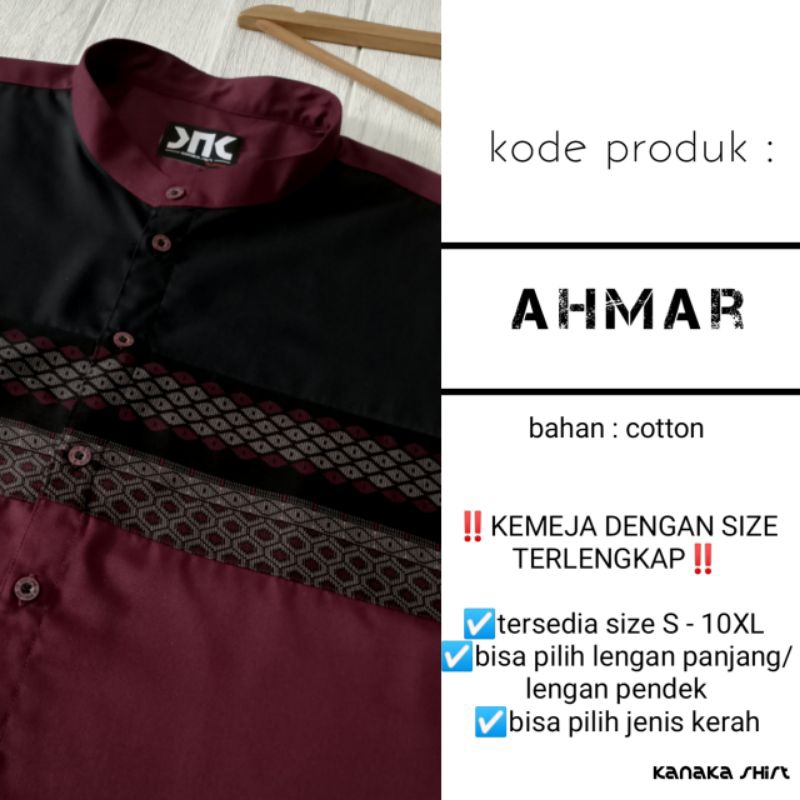 KEMEJA KOKO BIGSIZE JUMBO BESAR MERAH HATI BURGUNDY by kanakashirt