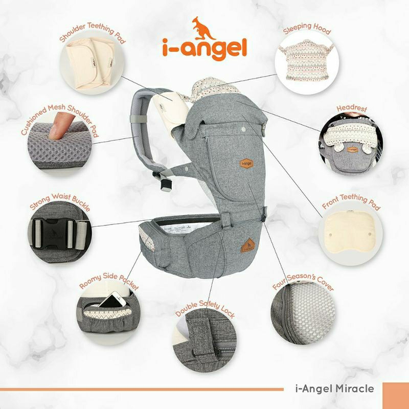 i-Angel Miracle Melange Gray PRELOVED gendongan bayi hipseat
