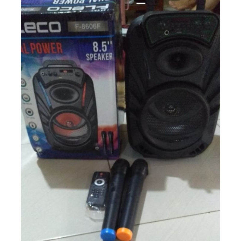 speaker bluetooth karaoke super Bass 8'5 inch super Bass tambah 2 Mic.
