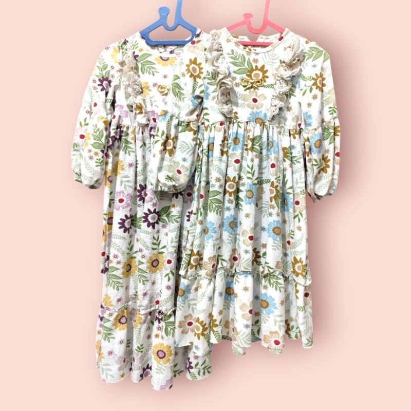 Gamis Anak Crinkle Premium Motif Bunga