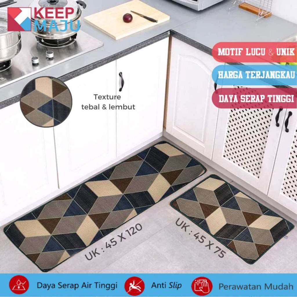 Keep Maju Keset Lantai Dapur Penyerap Keset Kaki Rumah Tangga Anti Minyak Set Keset Anti Selip