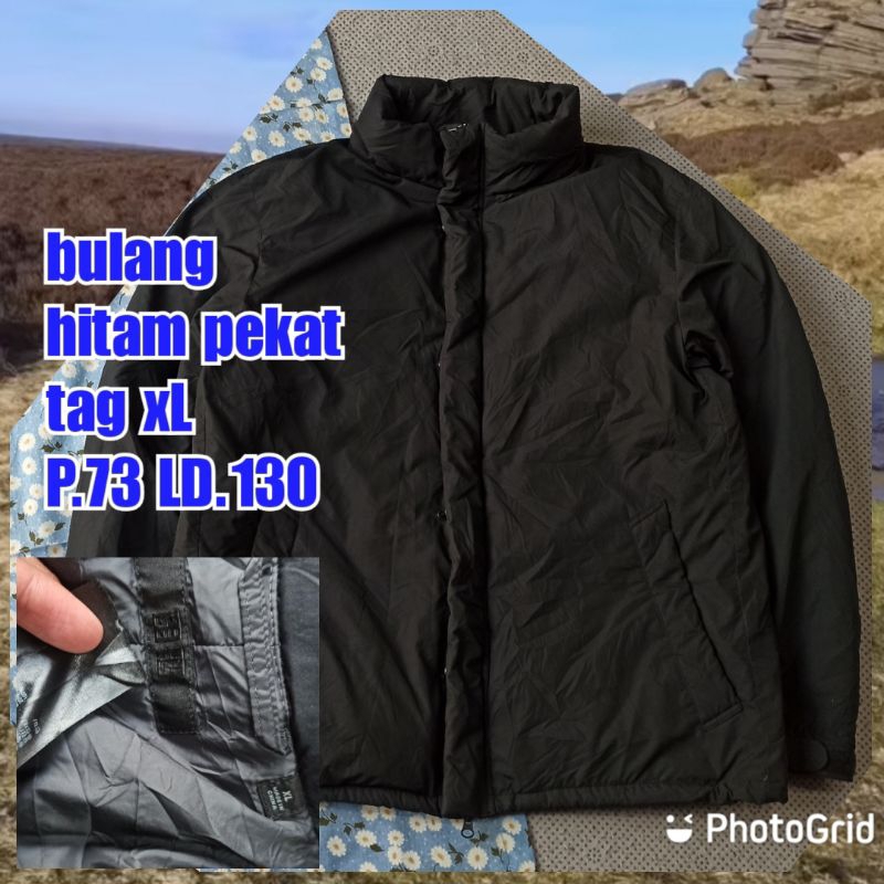 jaket gunung outdoor puffer gelembung tebal winter salju bulang bulu angsa uniqlo hitam besar jumbo