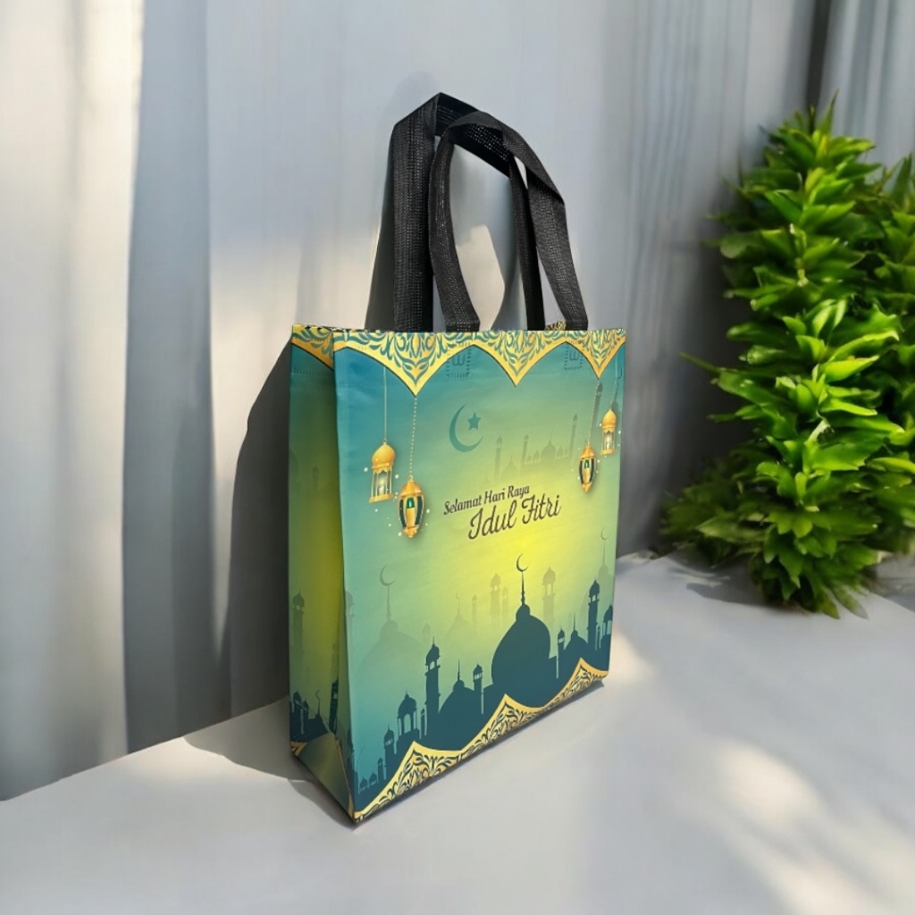 

(Isi 12 Pcs) PREMIUM Tas Hampers Laminasi Idul Fitri 30x35x10 cm
