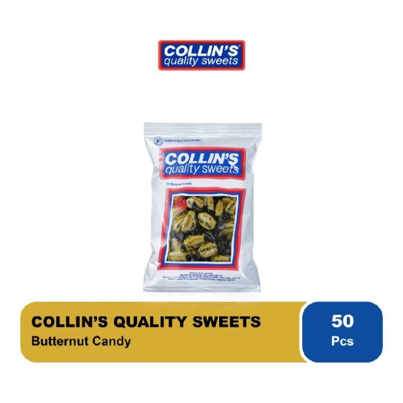 

PERMEN COLLIN’S QUALITY SWEETS BUTTERNUT CANDY 160 GRAM ISI 50 BUTIR / KEMBANG GULA RASA KACANG COLLIN’S