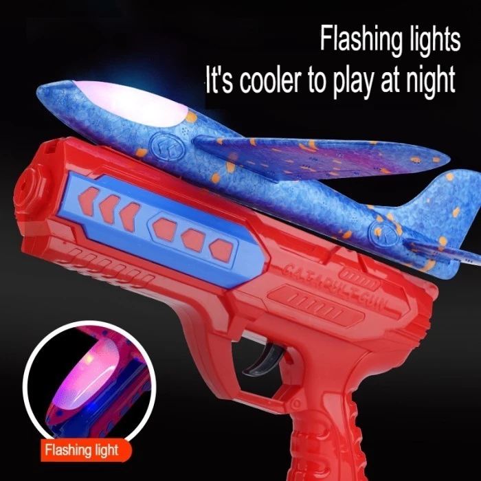 Mainan Pesawat Terbang Tembak Mainan Pistol Tembak Air Battle Flying Plane Lampu LED Catapult Gun
