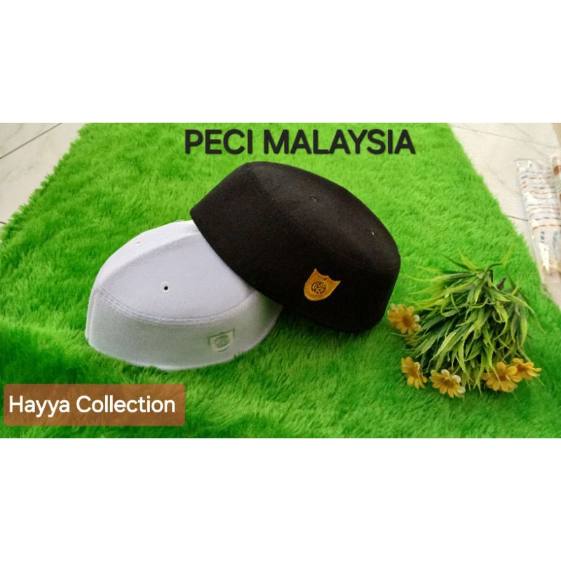 PECI MALAYSIA HITAM - PUTIH / PECI anak pondok / PECI malaysia / PECI kekinian/ kopyah putih / kopya