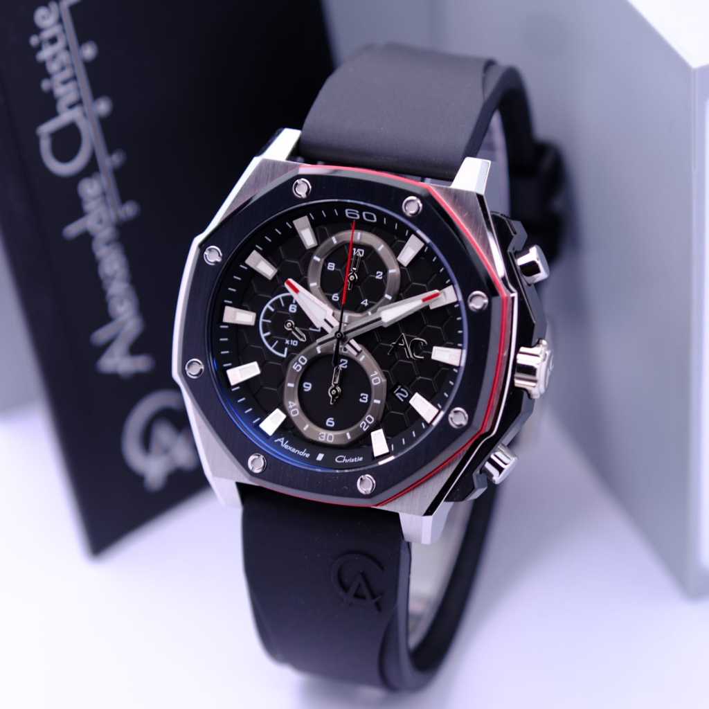 JAM TANGAN PRIA ALEXANDRE CHRISTIE/ALEXANDER CHRISTIE PRIA AC9601 SILVER BLACK ORIGINAL 100%