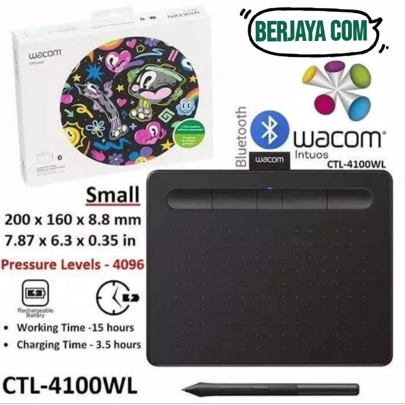 Pen Tablet Wacom CTL4100 / Wacom Intuos Pen & Bluetooth Small CTL-4100wl Black Green Drawing Tab