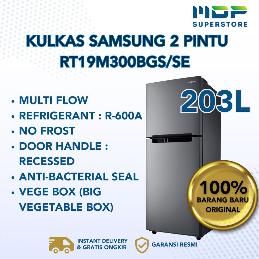 KULKAS SAMSUNG RT19M300BGS/SE - KULKAS 2 PINTU 203 LITER