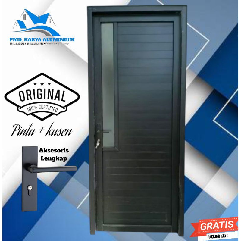 kusen + pintu aluminium T200 x L80 Lengkap Free packing kayu
