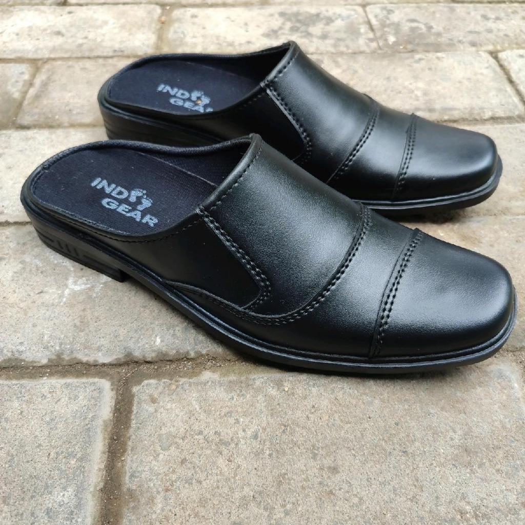 Sepatu Sandal Selop Bustong Pria Anti Selip  Premium  Kerja Karet Hitam Pantofel Sandal