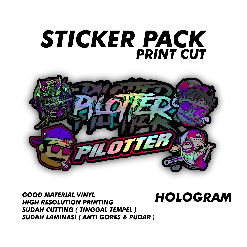 

Sticker Pack Racing Distro Pil0ter Print Cut Bahan Vinyl Plus Laminasi Antri Gores Ant Pudar