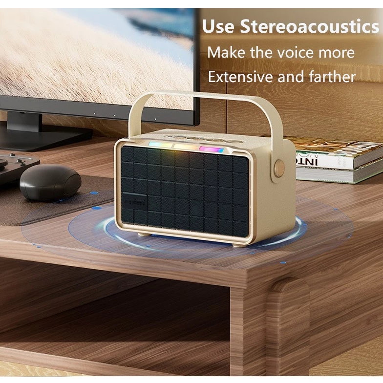 RJ1 Speaker Bluetooth Bergaya Retro Mini Portabel Dengan Slot Memori, Tuner Fm, dan Konektivitas