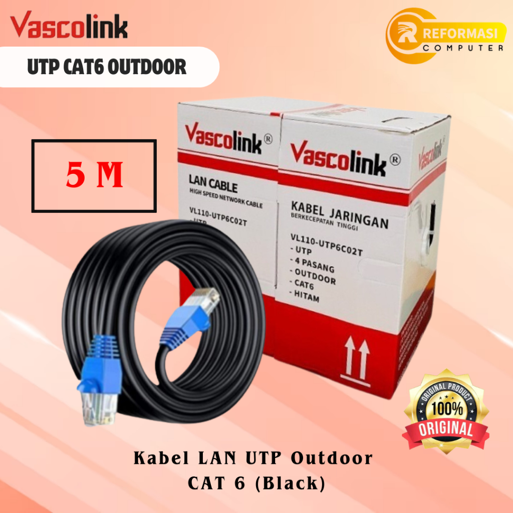 VASCOLINK Kabel LAN Vascolink  UTP Outdoor CAT 6 / CAT6 (Black) 5METER