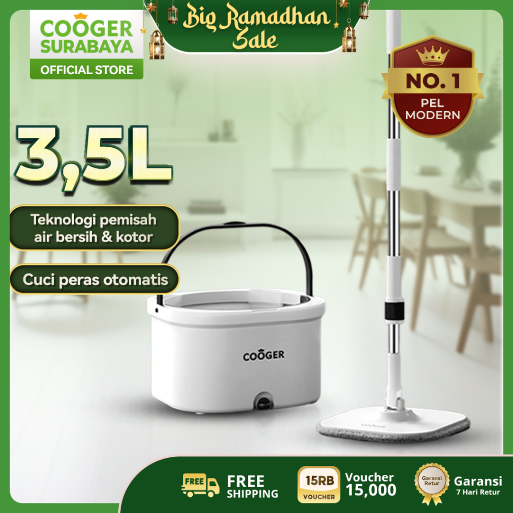 COOGER SURABAYA Alat Pel Bucket Single Spin Mop Alat Pel Lantai 2IN1 Bentuk Panda Dapat Memisahkan A