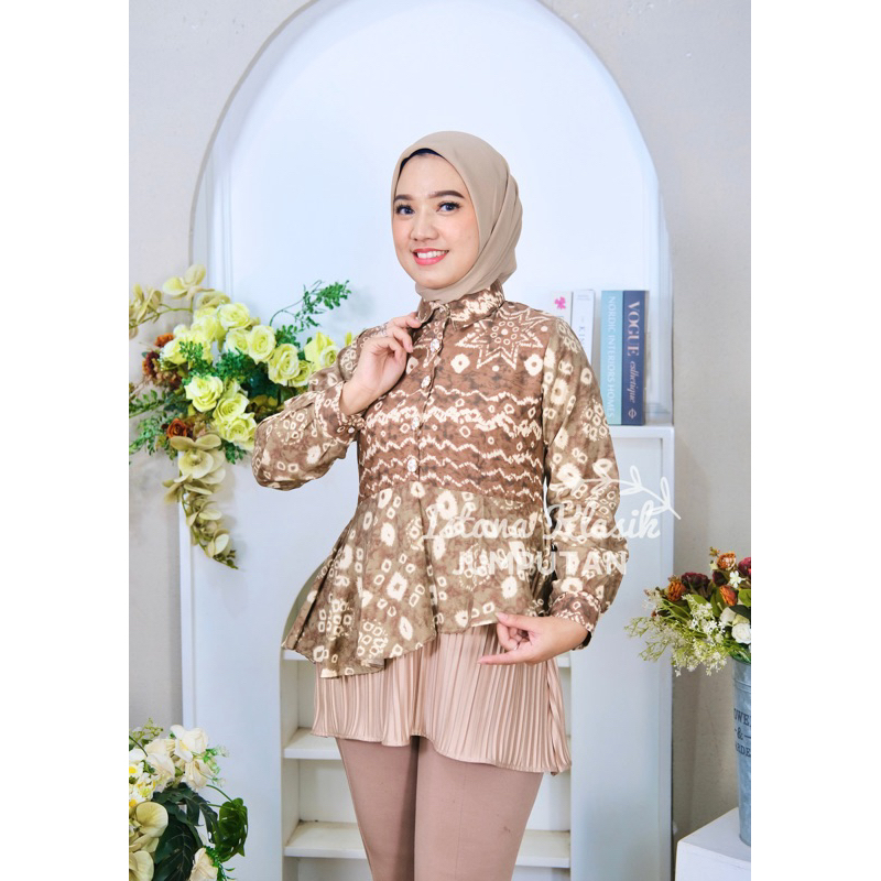 LIANA BLUS JUMPUTAN ATASAN JUMPUTAN KOMBINASI TUNIK JUMPUTAN PALEMBANG BY ISTANA KLASIK BATIK KERJA 